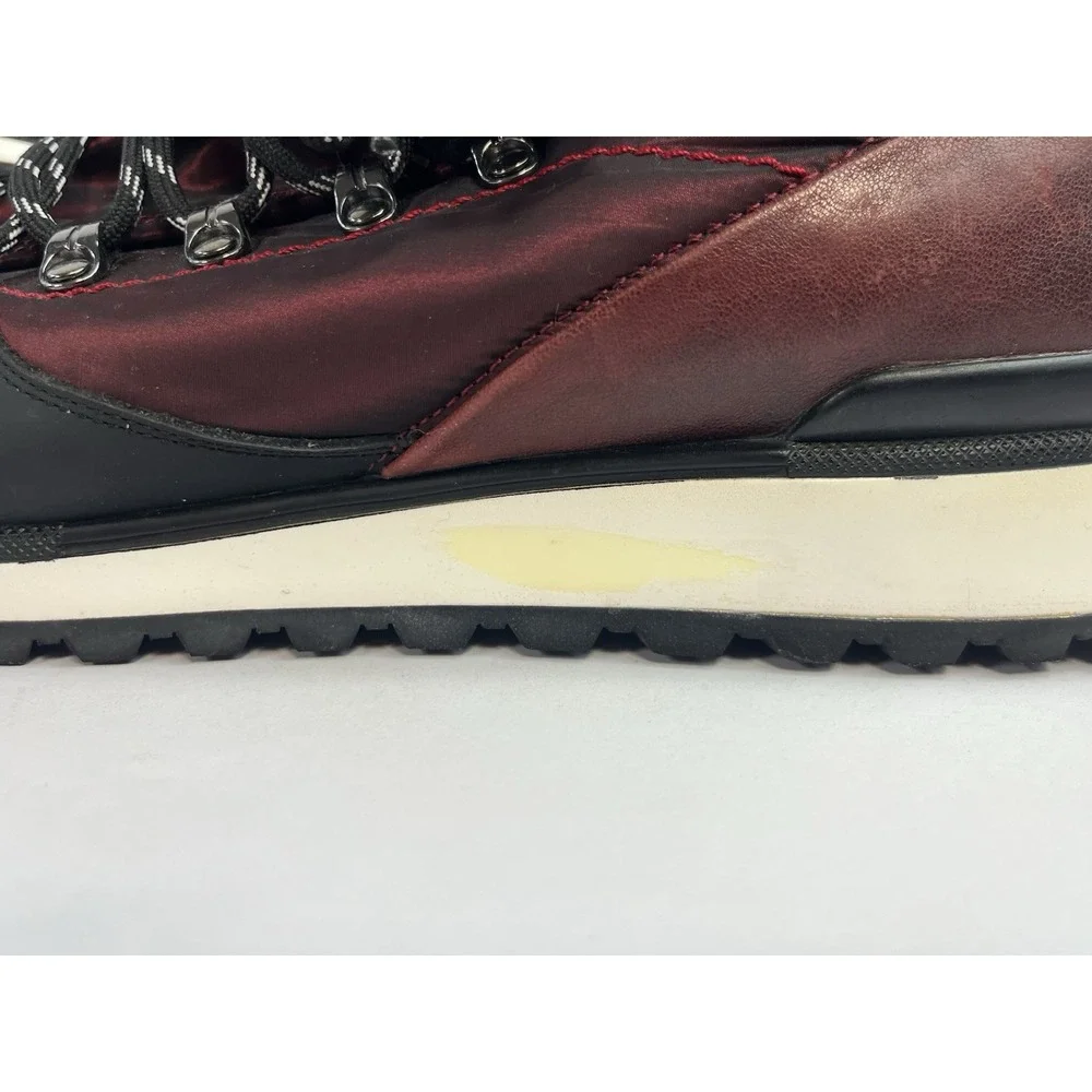 KARL LAGERFELD Men's 13M Low Top Hiking Shoe Nylon & Leather Maroon & Black